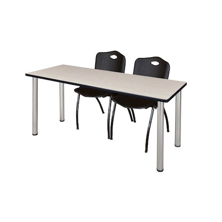 Kee Rectangle Tables > Training Tables > Kee Table & Chair Sets, 66 W, 24 L, 29 H, Maple MT6624PLBPCM47BK